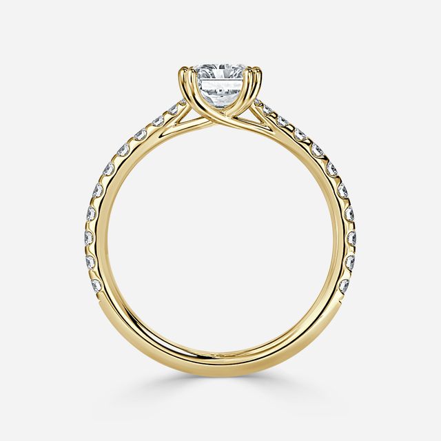 Fiara Yellow Gold Under Twisted Double Prong Engagement Ring