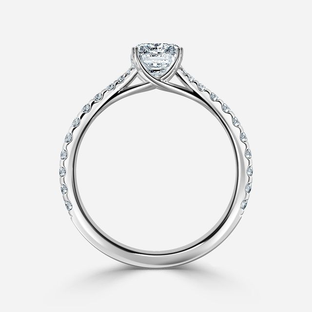 Fiara Platinum Under Twisted Double Prong Engagement Ring