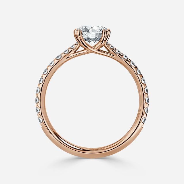 Fiara Rose Gold Under Twisted Double Prong Engagement Ring