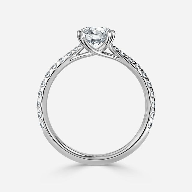 Fiara White Gold Under Twisted Double Prong Engagement Ring