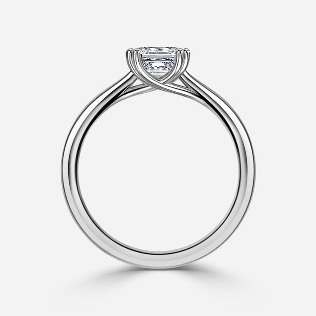 Fiara White Gold Under Twisted Double Prong Solitaire Engagement Ring