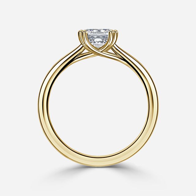 Fiara Yellow Gold Under Twisted Double Prong Solitaire Engagement Ring
