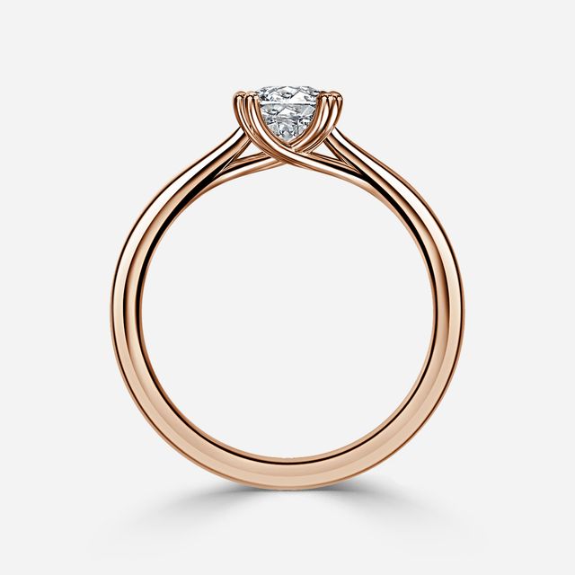 Fiara Rose Gold Under Twisted Double Prong Solitaire Engagement Ring