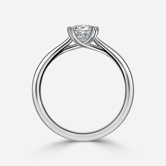 Fiara White Gold Under Twisted Double Prong Solitaire Engagement Ring