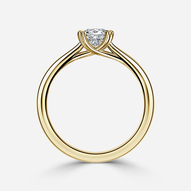 Fiara Yellow Gold Under Twisted Double Prong Solitaire Engagement Ring