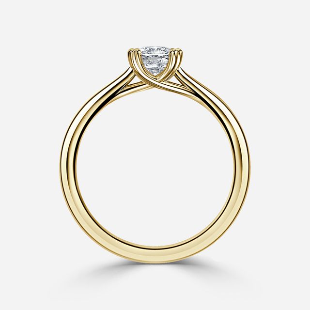 Fiara Yellow Gold Under Twisted Double Prong Solitaire Engagement Ring