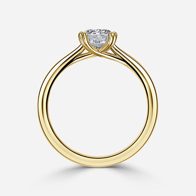 Fiara Yellow Gold Under Twisted Double Prong Solitaire Engagement Ring