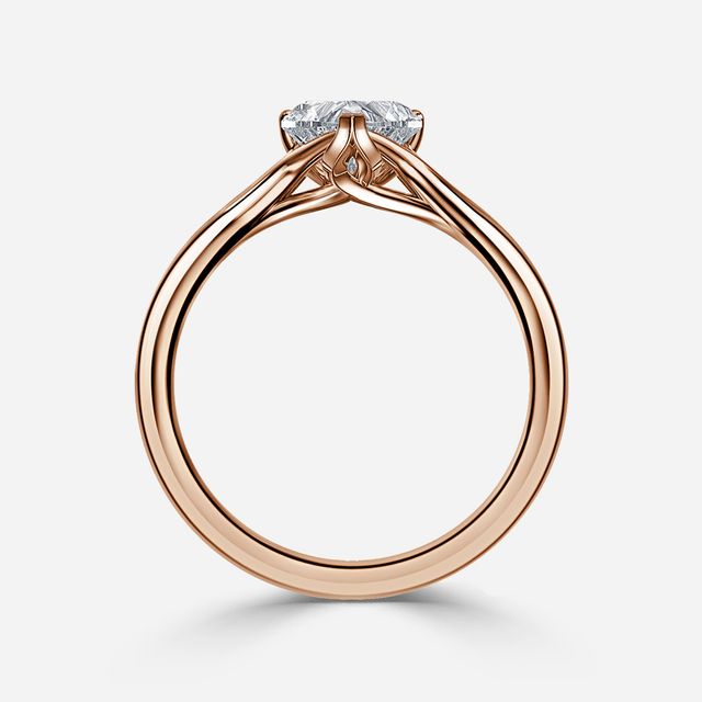 Fiara Rose Gold Under Twisted Double Prong Solitaire Engagement Ring