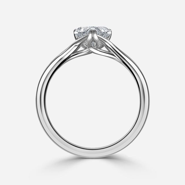 Fiara White Gold Under Twisted Double Prong Solitaire Engagement Ring