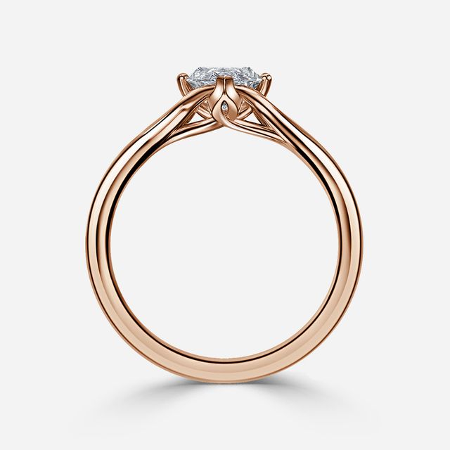 Fiara Rose Gold Under Twisted Double Prong Solitaire Engagement Ring