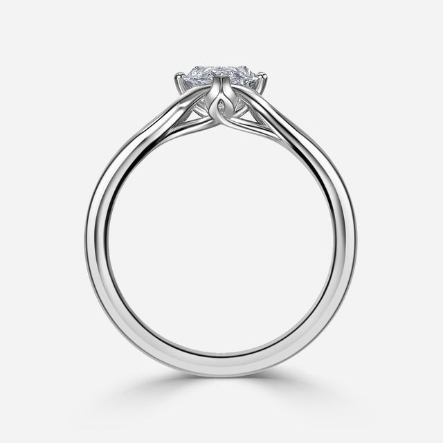 Fiara White Gold Under Twisted Double Prong Solitaire Engagement Ring