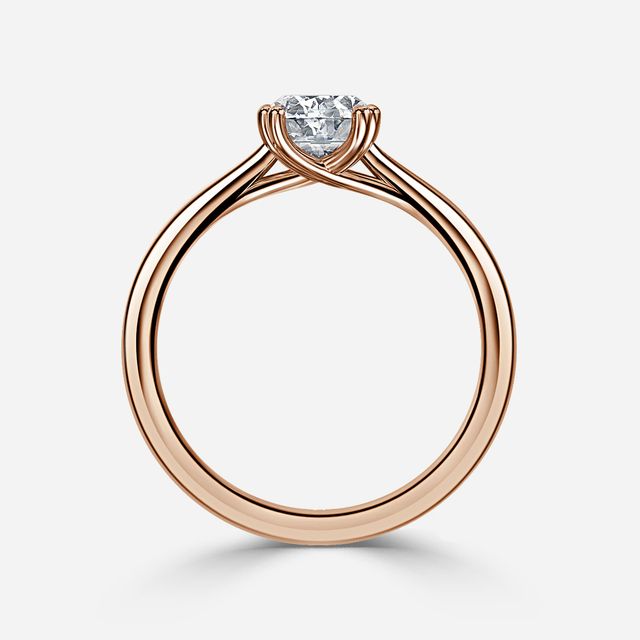 Fiara Rose Gold Under Twisted Double Prong Solitaire Engagement Ring