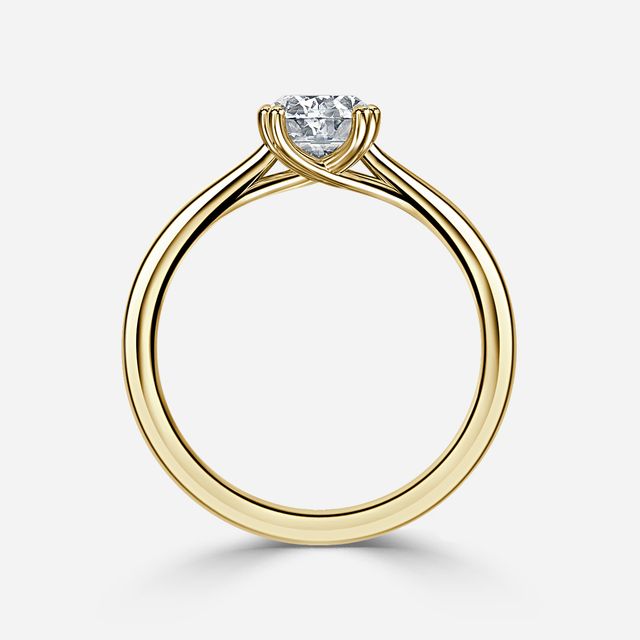 Fiara Yellow Gold Under Twisted Double Prong Solitaire Engagement Ring