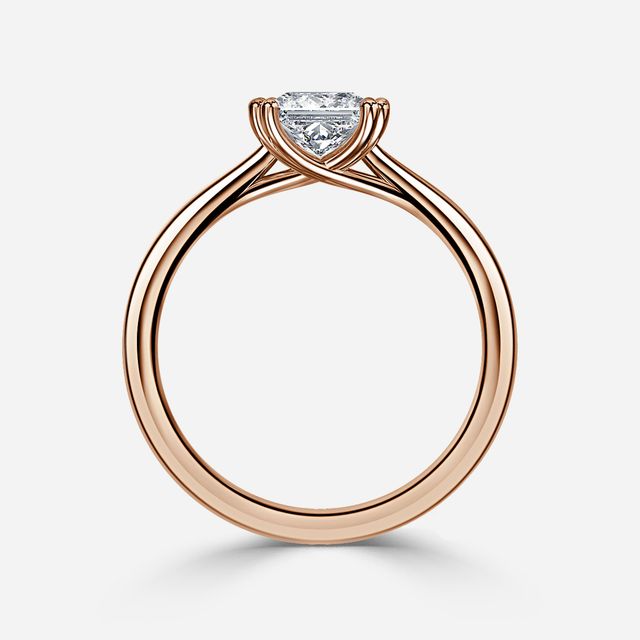 Fiara Rose Gold Under Twisted Double Prong Solitaire Engagement Ring