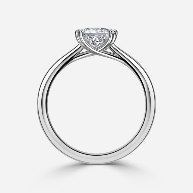 Fiara Platinum Under Twisted Double Prong Solitaire Engagement Ring