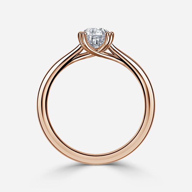 Fiara Rose Gold Under Twisted Double Prong Solitaire Engagement Ring