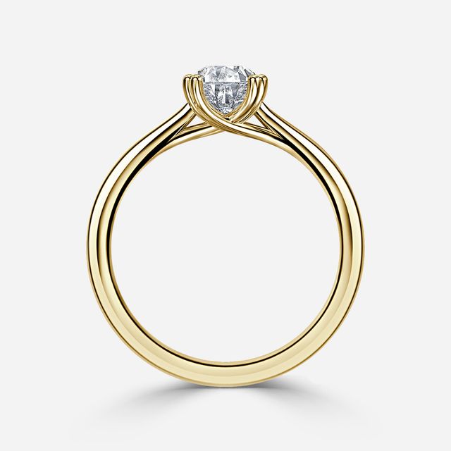 Fiara Yellow Gold Under Twisted Double Prong Solitaire Engagement Ring