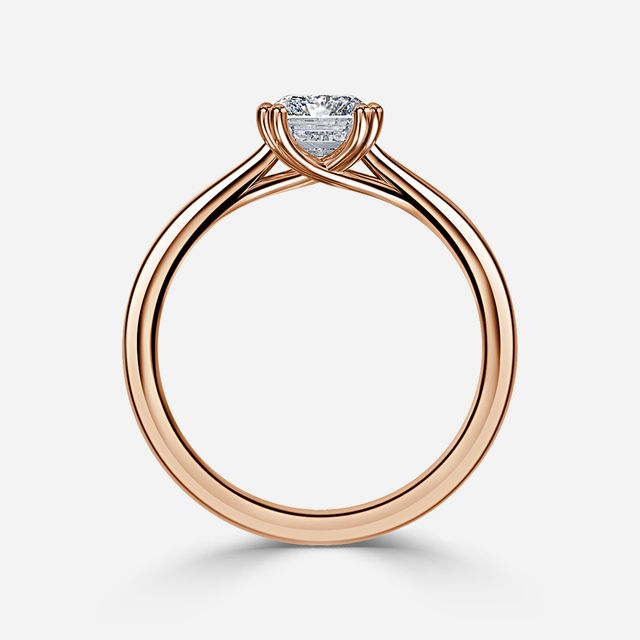 Fiara Rose Gold Under Twisted Double Prong Solitaire Engagement Ring