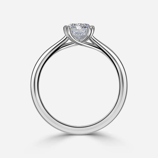 Fiara Platinum Under Twisted Double Prong Solitaire Engagement Ring