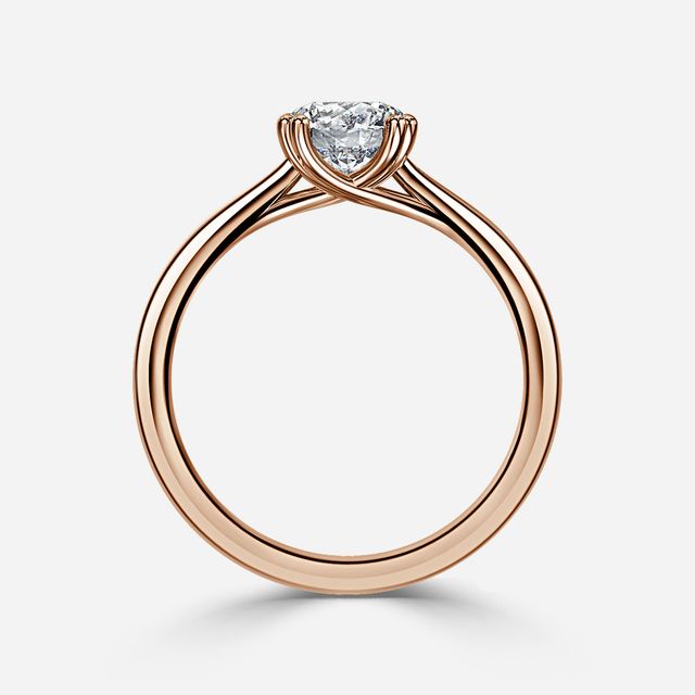 Fiara Rose Gold Under Twisted Double Prong Solitaire Engagement Ring
