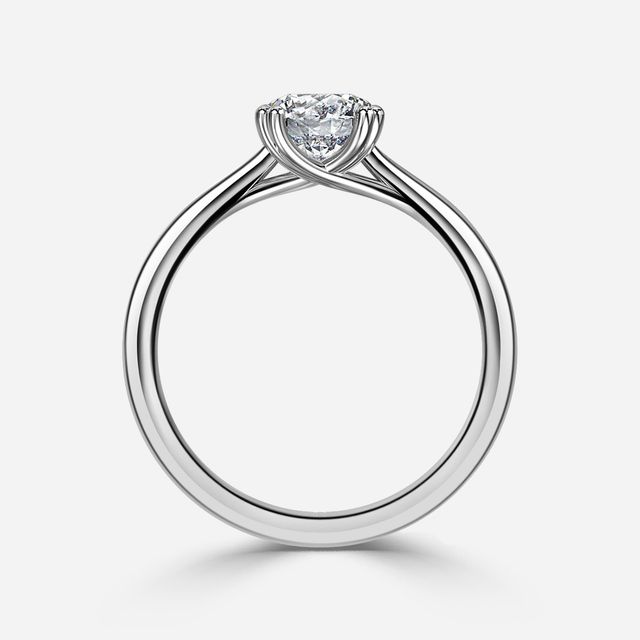 Fiara White Gold Under Twisted Double Prong Solitaire Engagement Ring