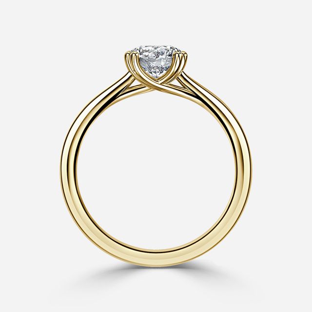 Fiara Yellow Gold Under Twisted Double Prong Solitaire Engagement Ring