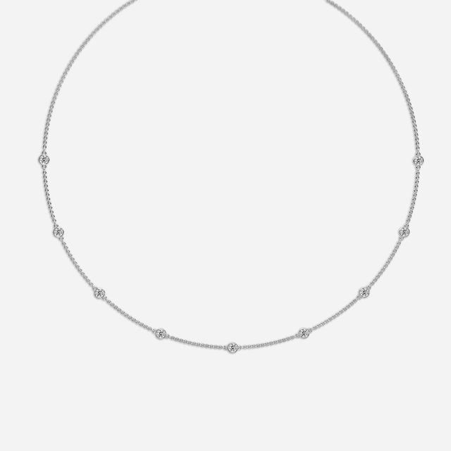 20 Inch Lab Grown Diamond Station Necklace In White Gold-1.85ct