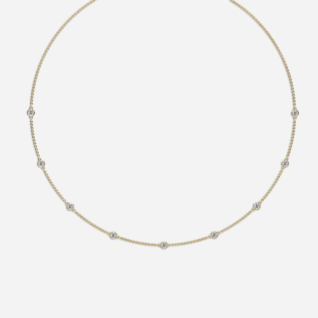 20 Inch Lab Grown Diamond Station Necklace In Yellow Gold-1.85ct
