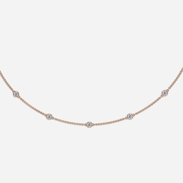 20 Inch Lab Grown Diamond Station Necklace In Rose Gold-1.85ct