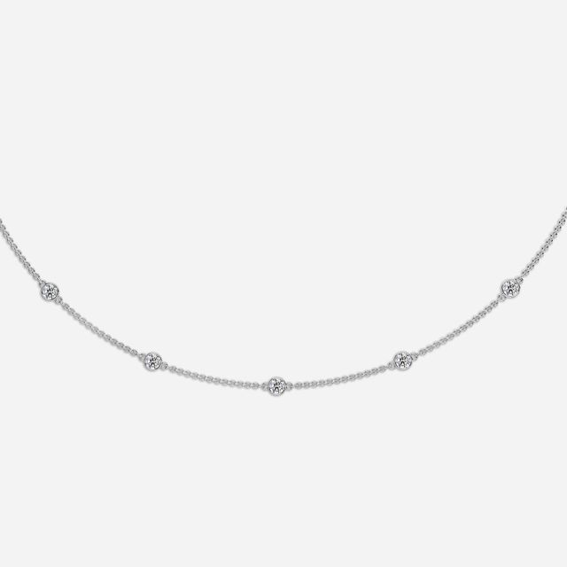 20 Inch Lab Grown Diamond Station Necklace In White Gold-1.85ct