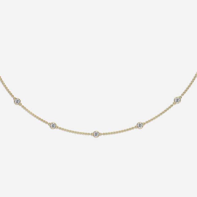 20 Inch Lab Grown Diamond Station Necklace In Yellow Gold-1.85ct