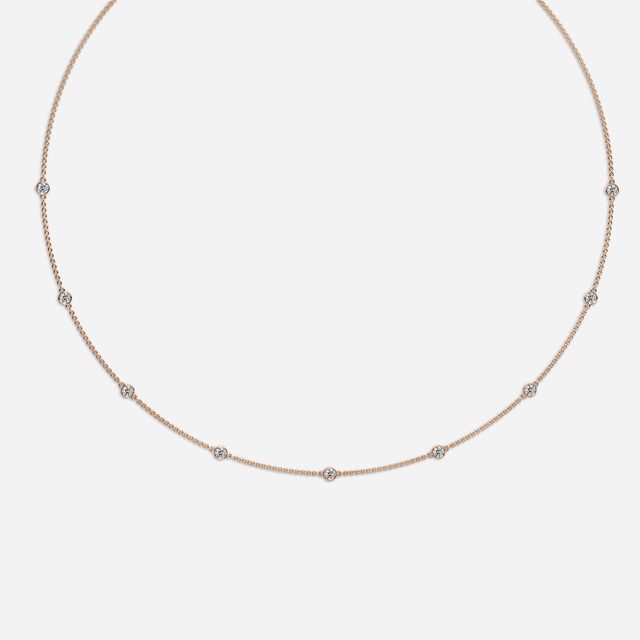 24 Inch Lab Grown Diamond Station Necklace In Rose Gold-1.85ct