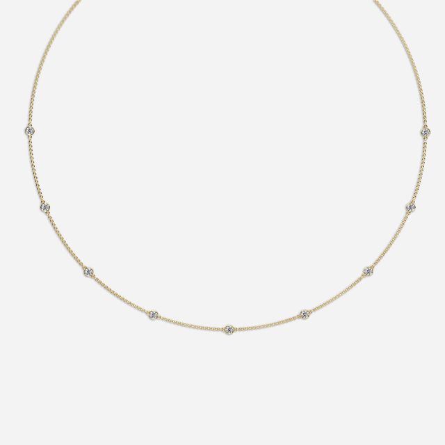 24 Inch Lab Grown Diamond Station Necklace In Yellow Gold-1.85ct