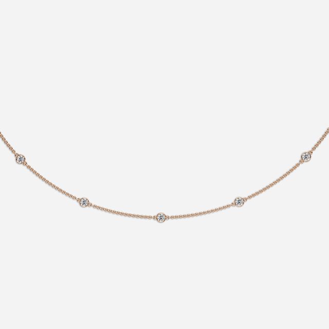 24 Inch Lab Grown Diamond Station Necklace In Rose Gold-1.85ct