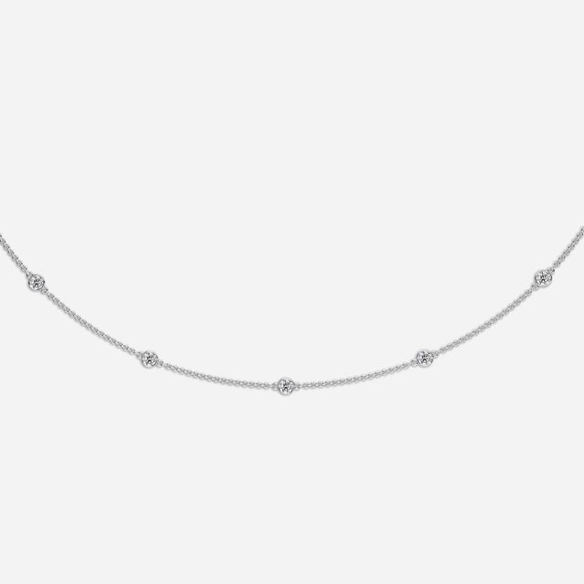 24 Inch Lab Grown Diamond Station Necklace In White Gold-1.85ct
