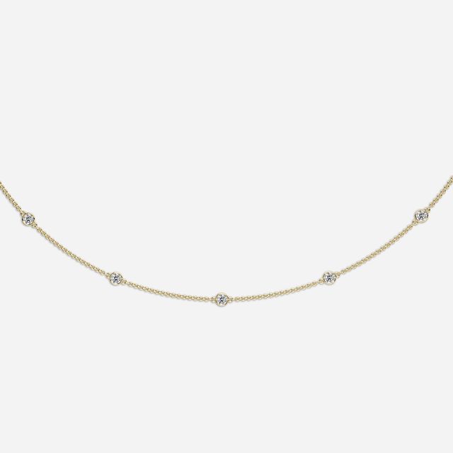 24 Inch Lab Grown Diamond Station Necklace In Yellow Gold-1.85ct