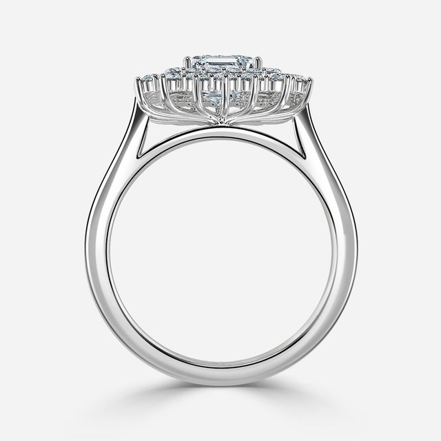 Hixen Platinum Double Halo Engagement Ring