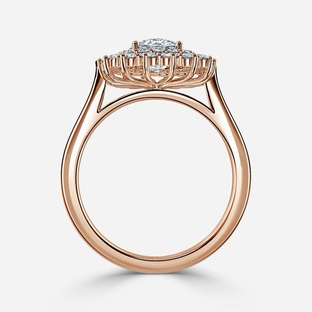 Hixen Rose Gold Double Halo Engagement Ring