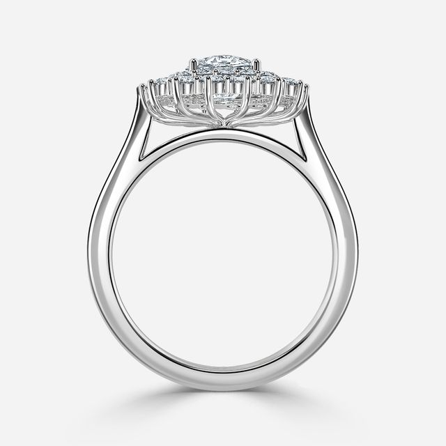 Hixen Platinum Double Halo Engagement Ring