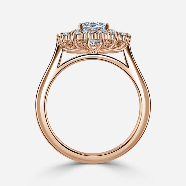 Hixen Rose Gold Double Halo Engagement Ring