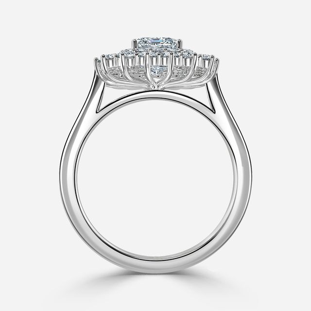 Hixen Platinum Double Halo Engagement Ring