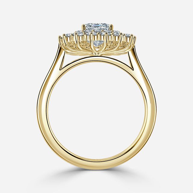 Hixen Yellow Gold Double Halo Engagement Ring