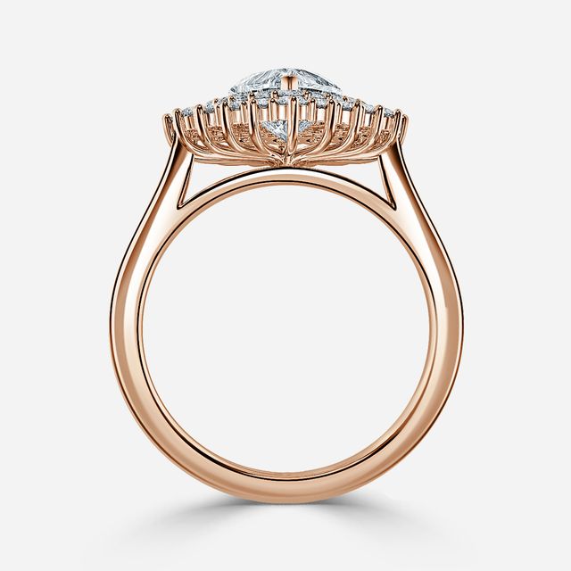 Hixen Rose Gold Double Halo Engagement Ring