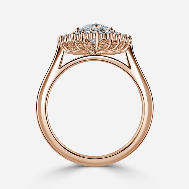 Hixen Rose Gold Double Halo Engagement Ring