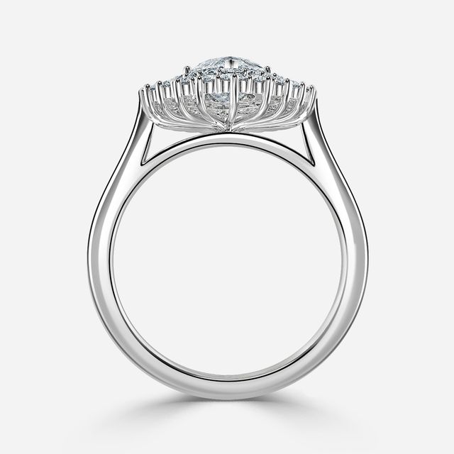 Hixen Platinum Double Halo Engagement Ring