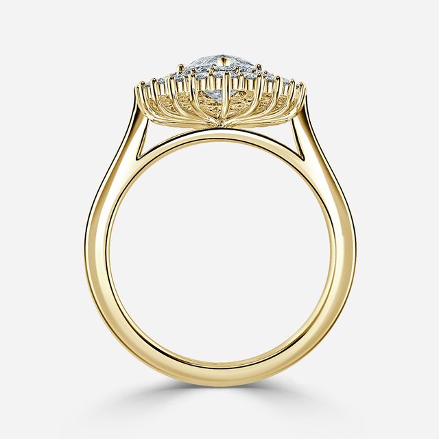 Hixen Yellow Gold Double Halo Engagement Ring