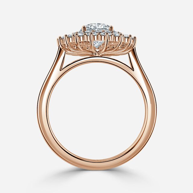 Hixen Rose Gold Double Halo Engagement Ring