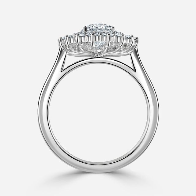 Hixen Platinum Double Halo Engagement Ring
