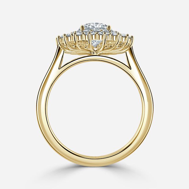 Hixen Yellow Gold Double Halo Engagement Ring