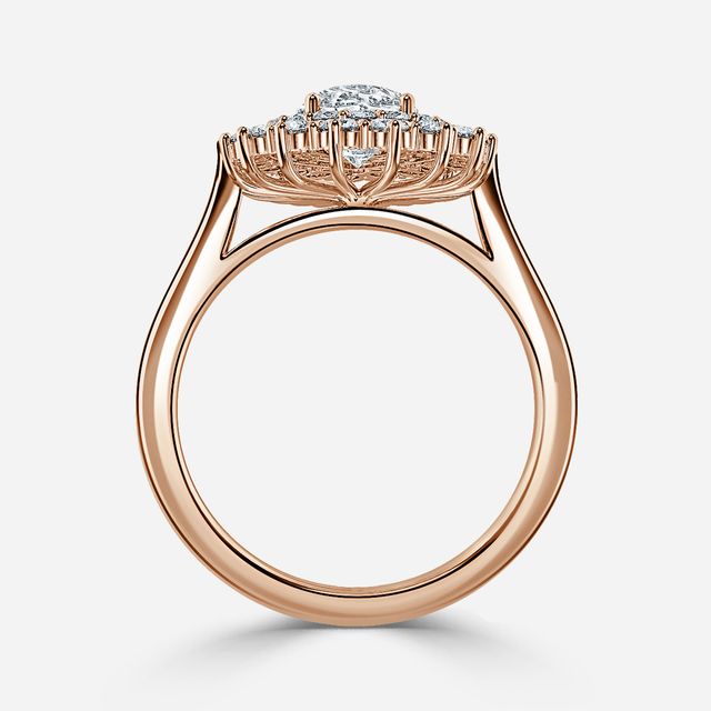 Hixen Rose Gold Double Halo Engagement Ring